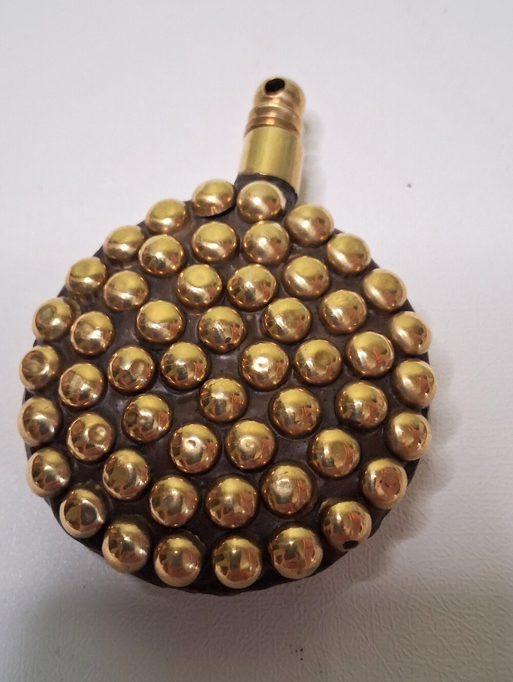 Vintage Gold Tone Studded Round Perfume Bottle Scent Vial Made in India